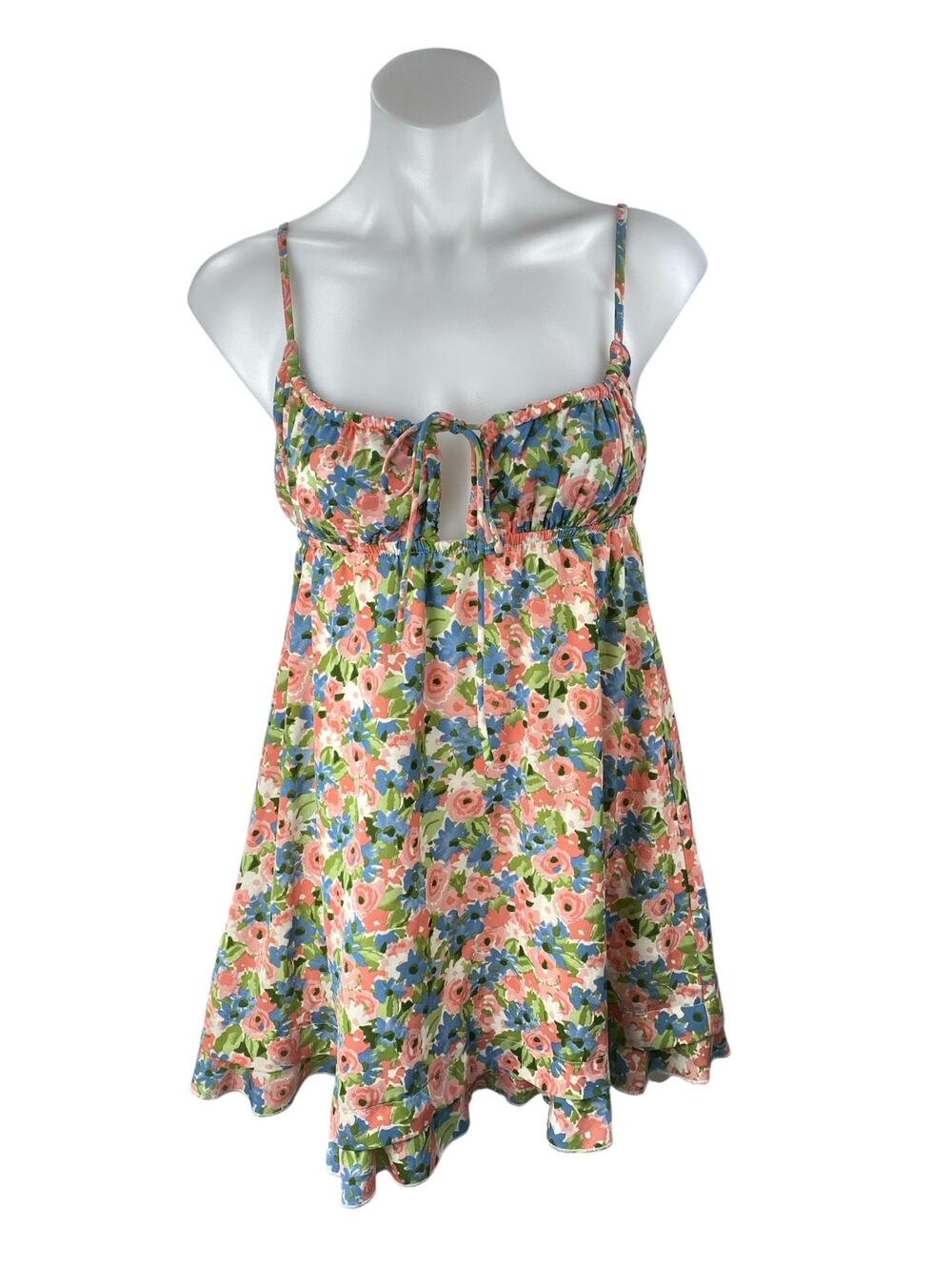 Princess Polly Multicolor Floral Bustier Sleeveless Cami Babydoll Mini Dress 0